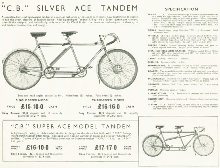Claud Butler 1939 Catalog — Lightweight Bicycles, Tandems and Tricycles, with the 1938 Wembley Six-Day Winners — page 27 of 32