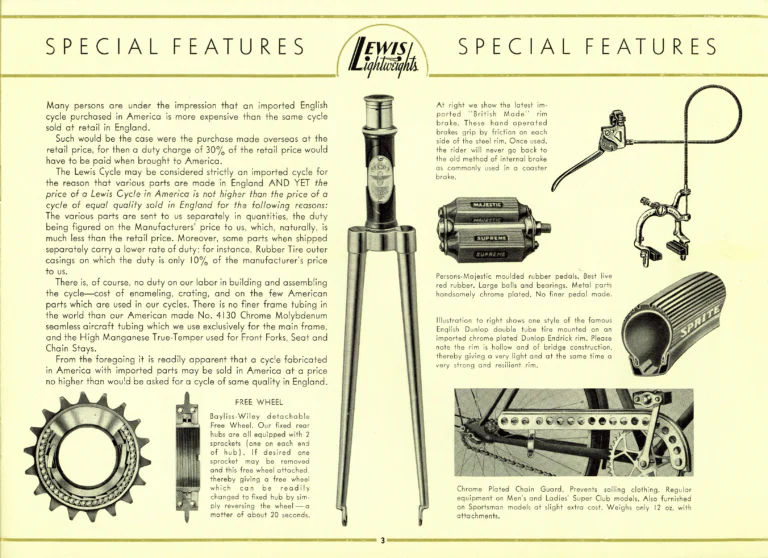 Lewis 1939 Catalog — Lewis Lightweights, Cycles of Distinction: Sportsman, Super Club and Club Racer Models — page 3 of 17