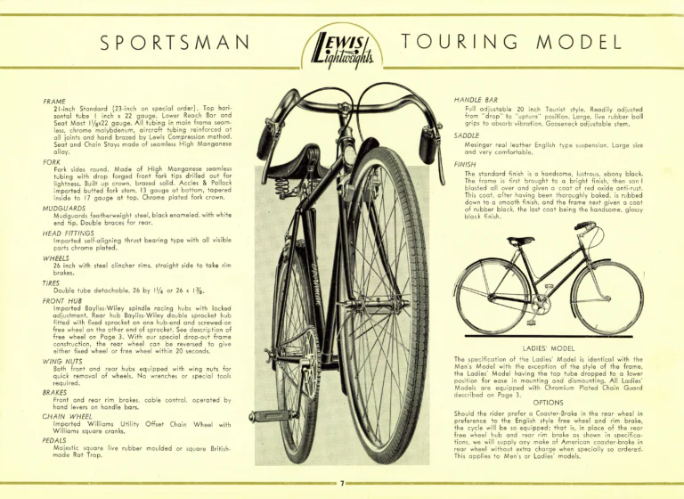 Lewis 1939 Catalog — Lewis Lightweights, Cycles of Distinction: Sportsman, Super Club and Club Racer Models — page 7 of 17