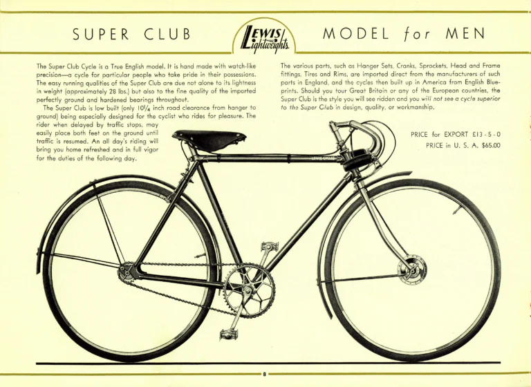 Lewis 1939 Catalog — Lewis Lightweights, Cycles of Distinction: Sportsman, Super Club and Club Racer Models — page 8 of 17