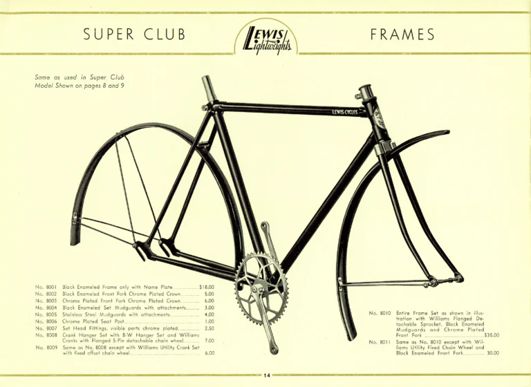 Lewis 1939 Catalog — Lewis Lightweights, Cycles of Distinction: Sportsman, Super Club and Club Racer Models — page 14 of 17