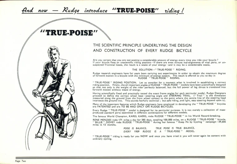 Rudge 1939 Catalog — For Seventy Years Supreme: The True-Poise Range, Export Edition — page 4 of 44