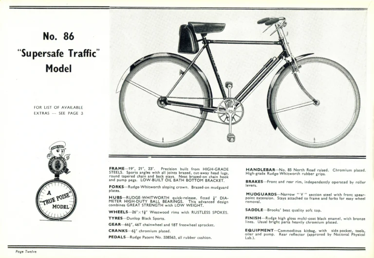 Rudge 1939 Catalog — For Seventy Years Supreme: The True-Poise Range, Export Edition — page 14 of 44