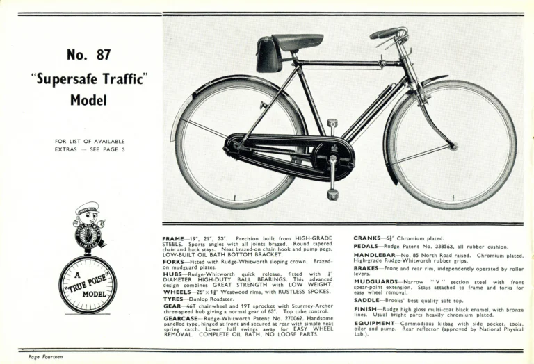 Rudge 1939 Catalog — For Seventy Years Supreme: The True-Poise Range, Export Edition — page 16 of 44