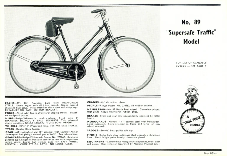 Rudge 1939 Catalog — For Seventy Years Supreme: The True-Poise Range, Export Edition — page 17 of 44