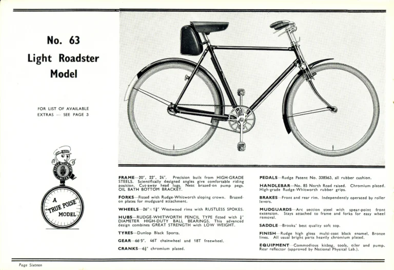 Rudge 1939 Catalog — For Seventy Years Supreme: The True-Poise Range, Export Edition — page 18 of 44