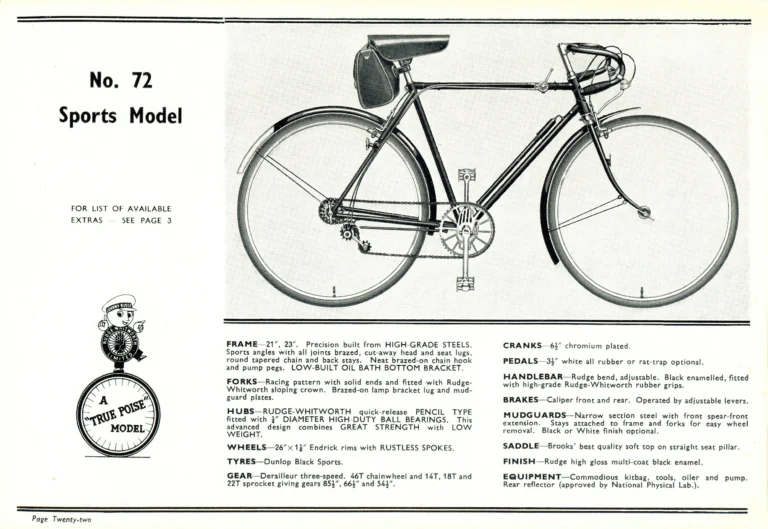 Rudge 1939 Catalog — For Seventy Years Supreme: The True-Poise Range, Export Edition — page 24 of 44