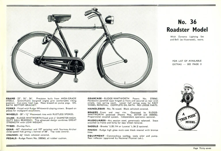 Rudge 1939 Catalog — For Seventy Years Supreme: The True-Poise Range, Export Edition — page 39 of 44