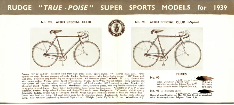 Rudge 1939 Super-Sports Catalog — Aero Special Club, Olympic Road, Aerotour and Aeropath — page 4 of 7
