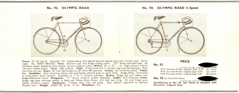 Rudge 1939 Super-Sports Catalog — Aero Special Club, Olympic Road, Aerotour and Aeropath — page 5 of 7