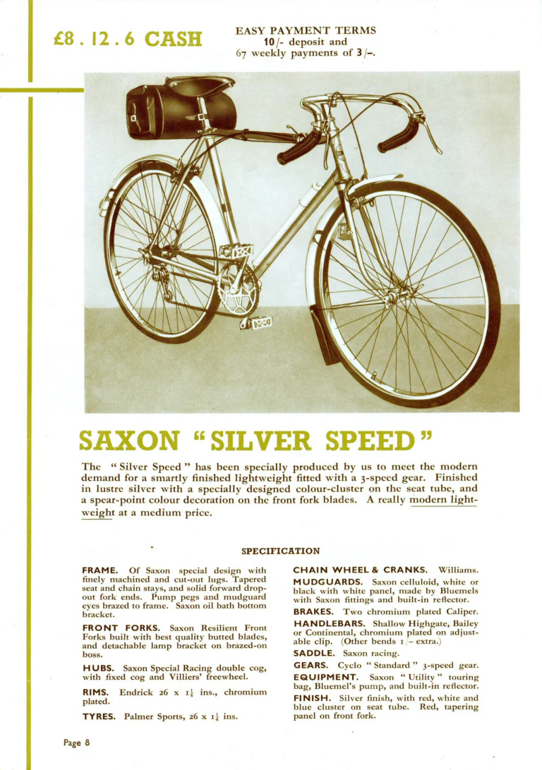 Saxon 1939 Catalog — Lightweight Cycles, Built to an Ideal: Path, Road and Touring Models, Tandems and the Triplet — page 10 of 28