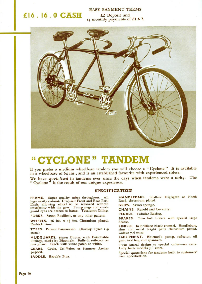 Saxon 1939 Catalog — Lightweight Cycles, Built to an Ideal: Path, Road and Touring Models, Tandems and the Triplet — page 18 of 28