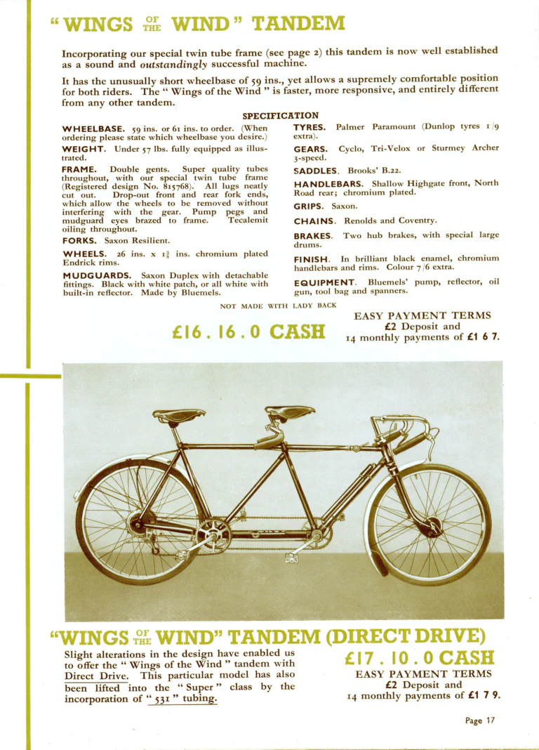Saxon 1939 Catalog — Lightweight Cycles, Built to an Ideal: Path, Road and Touring Models, Tandems and the Triplet — page 19 of 28