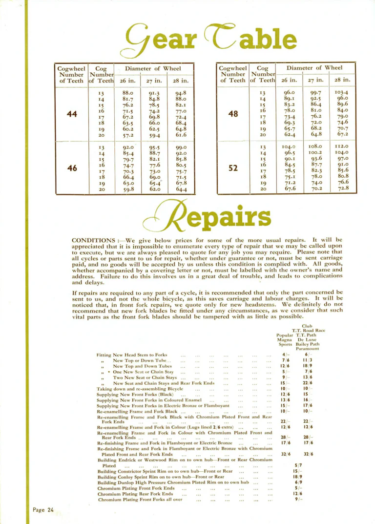 Saxon 1939 Catalog — Lightweight Cycles, Built to an Ideal: Path, Road and Touring Models, Tandems and the Triplet — page 26 of 28