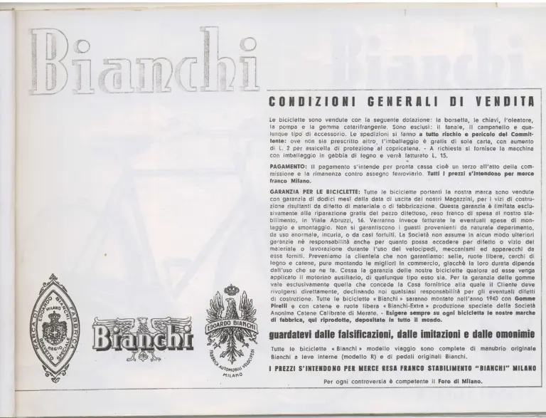 Bianchi 1940 Catalog — La bicicletta tuttacciaio: Touring Bicycles, the Folgore, Children's Bicycles and Tandems — page 2 of 15