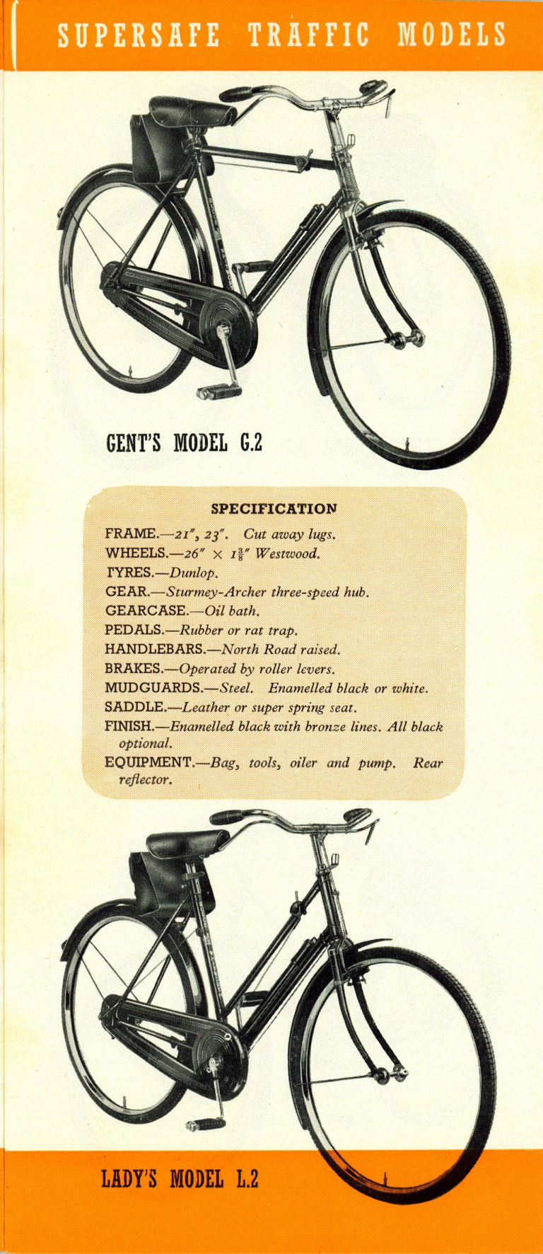 Rudge 1940 Catalog — Supersafe Traffic, Light Roadster, Sports, Light Tourist, Roadster and Carrier Models — page 3 of 16