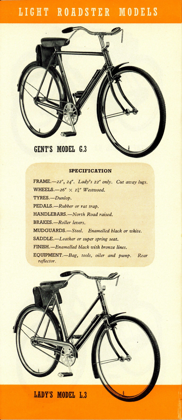 Rudge 1940 Catalog — Supersafe Traffic, Light Roadster, Sports, Light Tourist, Roadster and Carrier Models — page 4 of 16