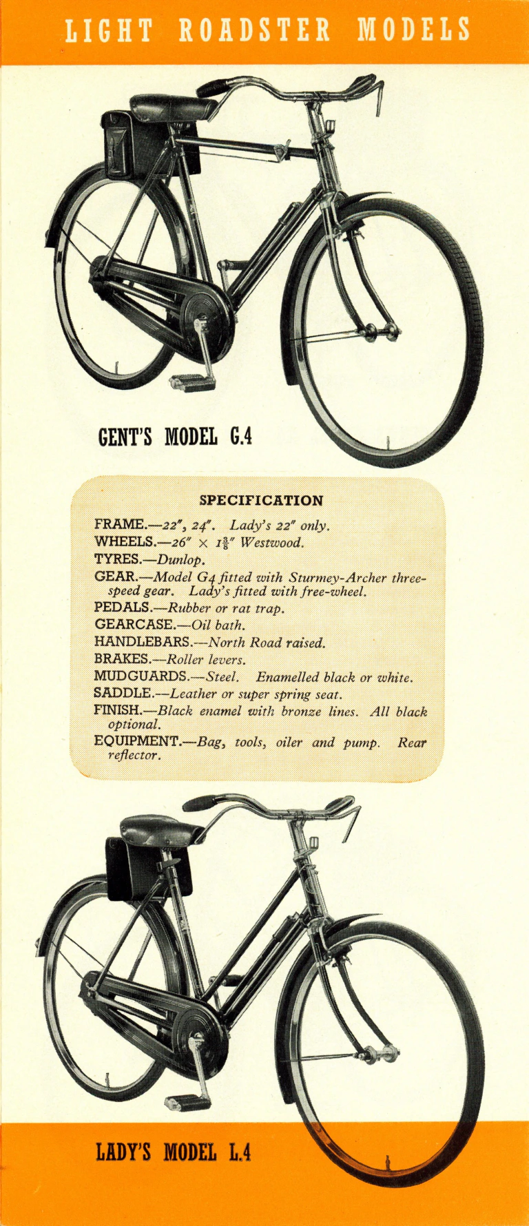 Rudge 1940 Catalog — Supersafe Traffic, Light Roadster, Sports, Light Tourist, Roadster and Carrier Models — page 5 of 16