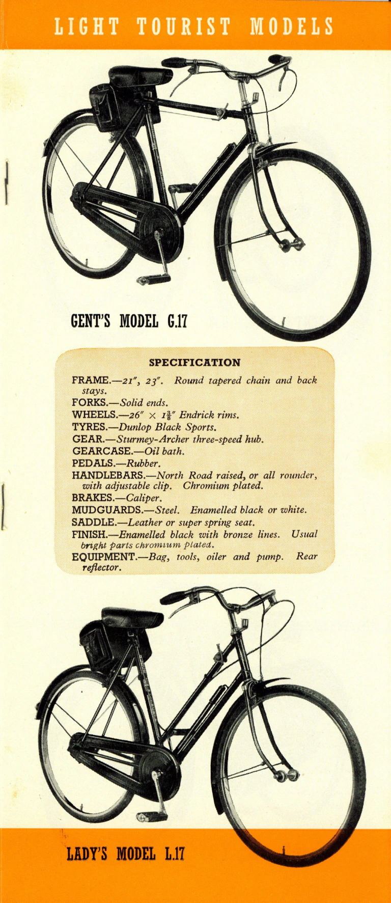 Rudge 1940 Catalog — Supersafe Traffic, Light Roadster, Sports, Light Tourist, Roadster and Carrier Models — page 9 of 16
