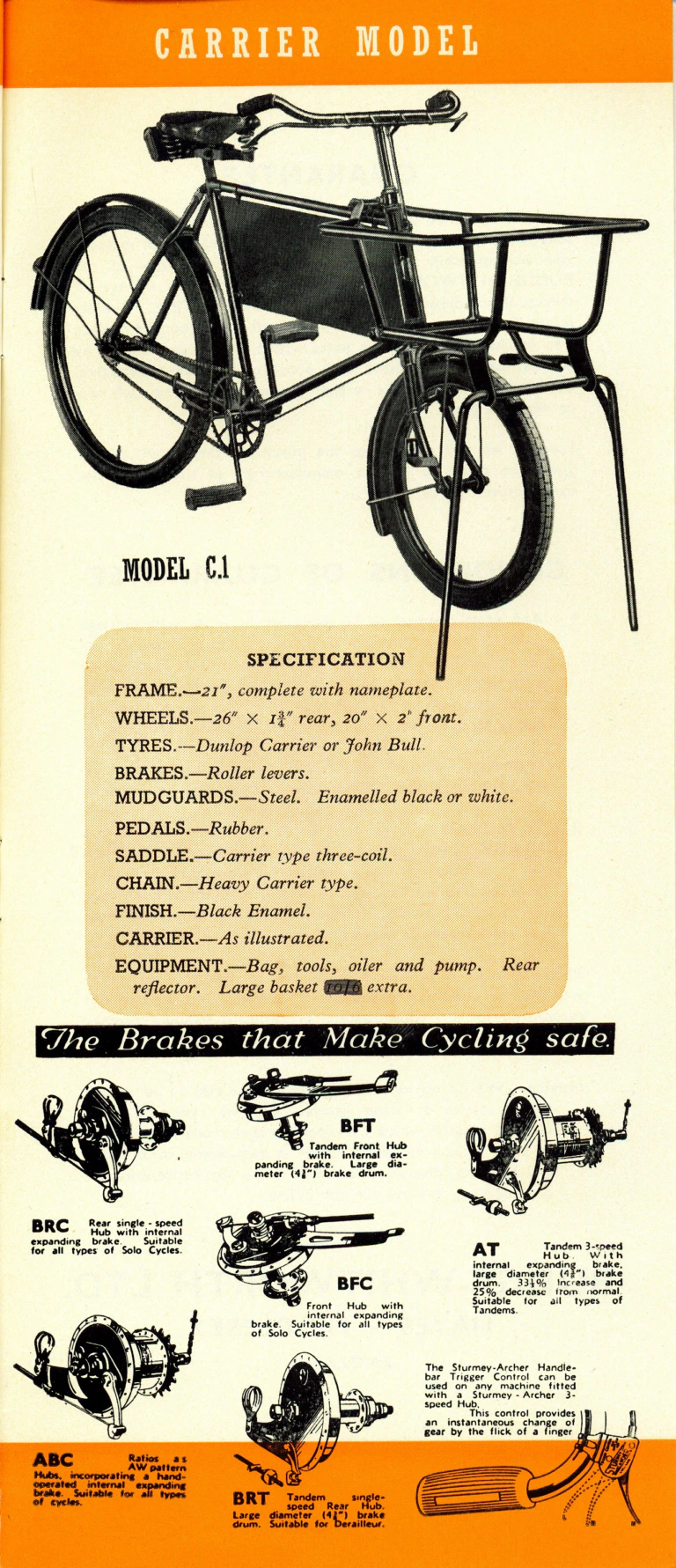 Rudge 1940 Catalog — Supersafe Traffic, Light Roadster, Sports, Light Tourist, Roadster and Carrier Models — page 13 of 16
