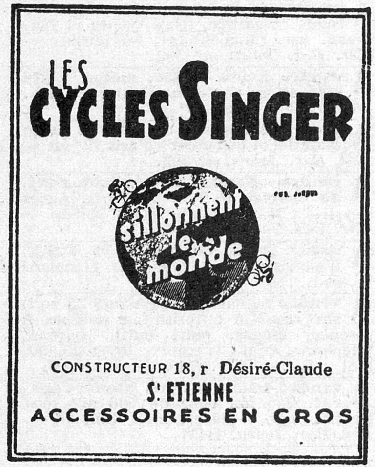 Cycles Singer 1950 Advertisement — Singer Cycles Furrow the World — page 1 of 1