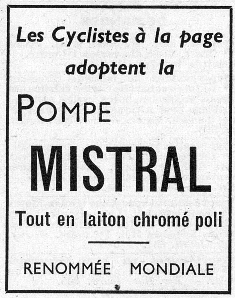 Dunois 1950 Advertisement — The Mistral Pump, in Polished Chromed Brass — page 1 of 1