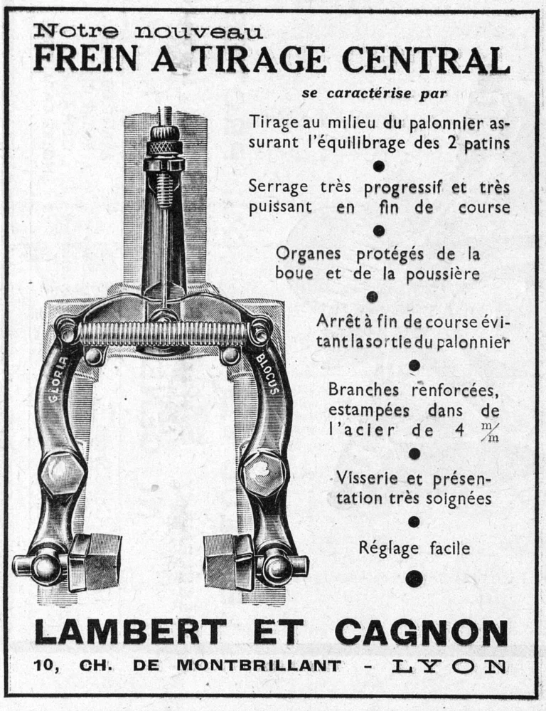Lambert et Cagnon 1950 Advertisement — Our New Center-Pull Brake — page 1 of 1