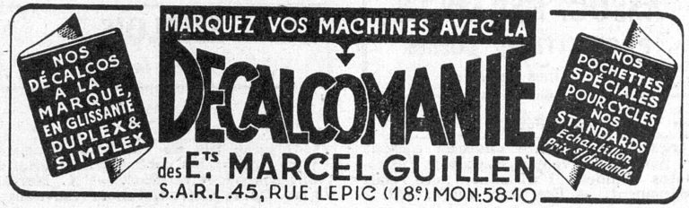 Marcel Guillen 1950 Advertisement — Mark Your Machines with Transfers — page 1 of 1