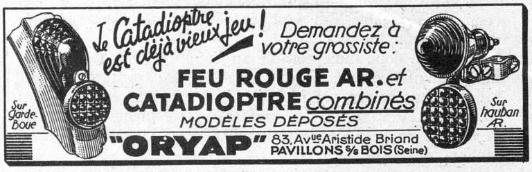 Oryap 1950 Advertisement — The Combined Rear Light and Reflector — page 1 of 1