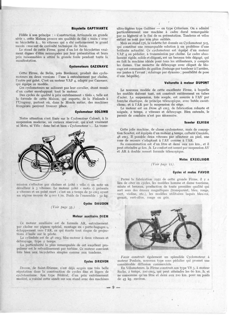 Le Cycle et la Moto: Quelques modèles de la production 1951 — L'Officiel du cycle, 21 October 1950 — page 2 of 6