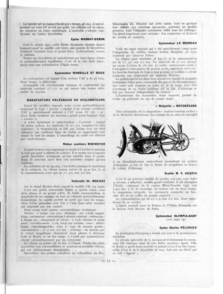 Le Cycle et la Moto: Quelques modèles de la production 1951 — L'Officiel du cycle, 21 October 1950 — page 4 of 6