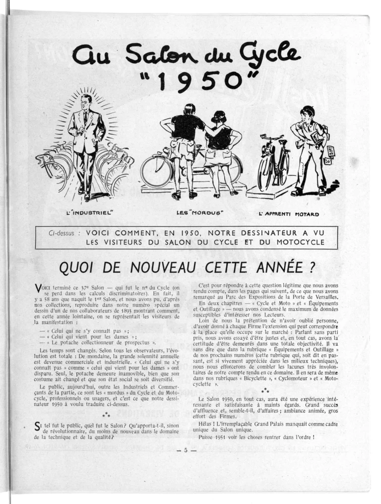 Au Salon du Cycle « 1950 »: Quoi de nouveau cette année ? — L'Officiel du cycle, 21 October 1950 — page 1 of 1
