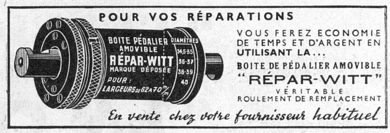 Répar-Witt 1950 Advertisement — The Removable Bottom Bracket for Repairs — page 1 of 1