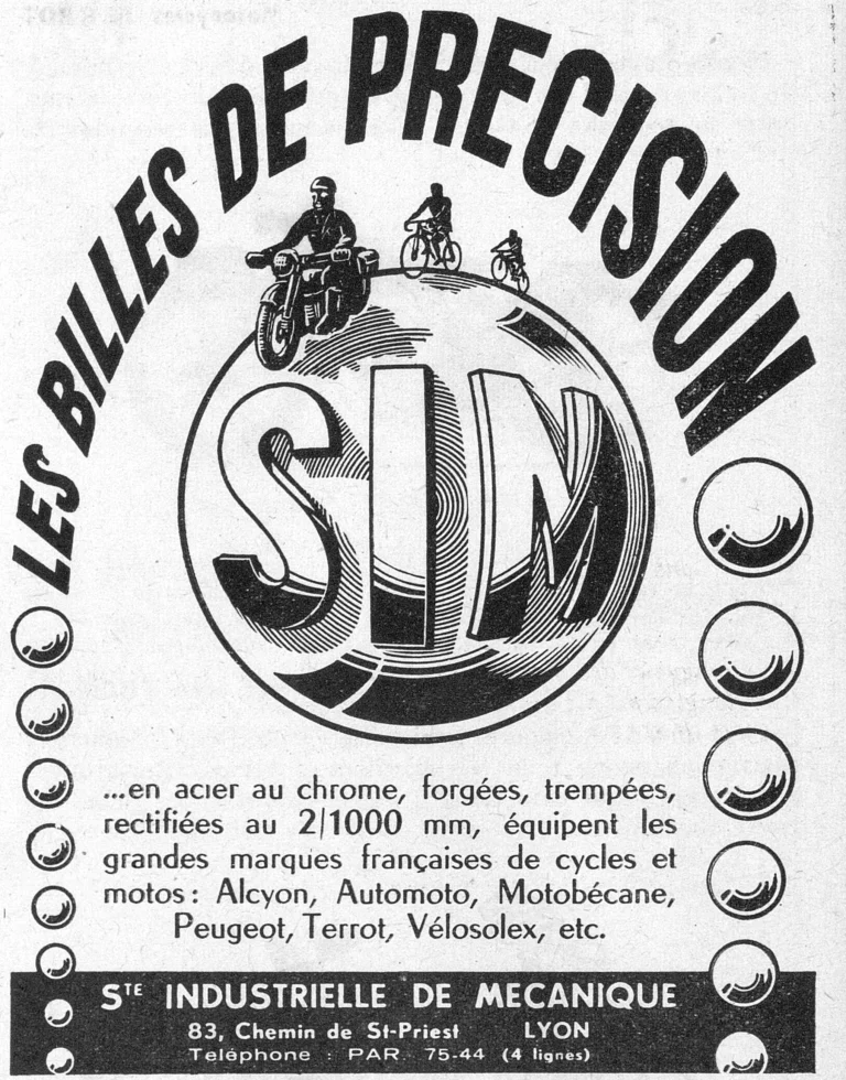 SIM 1950 Advertisement — Precision Balls for the Great French Makes — page 1 of 1