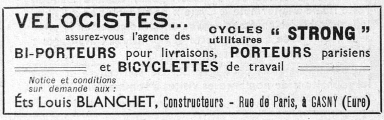 Strong 1950 Advertisement — Utility Cycles: Carrier and Work Bicycles — page 1 of 1