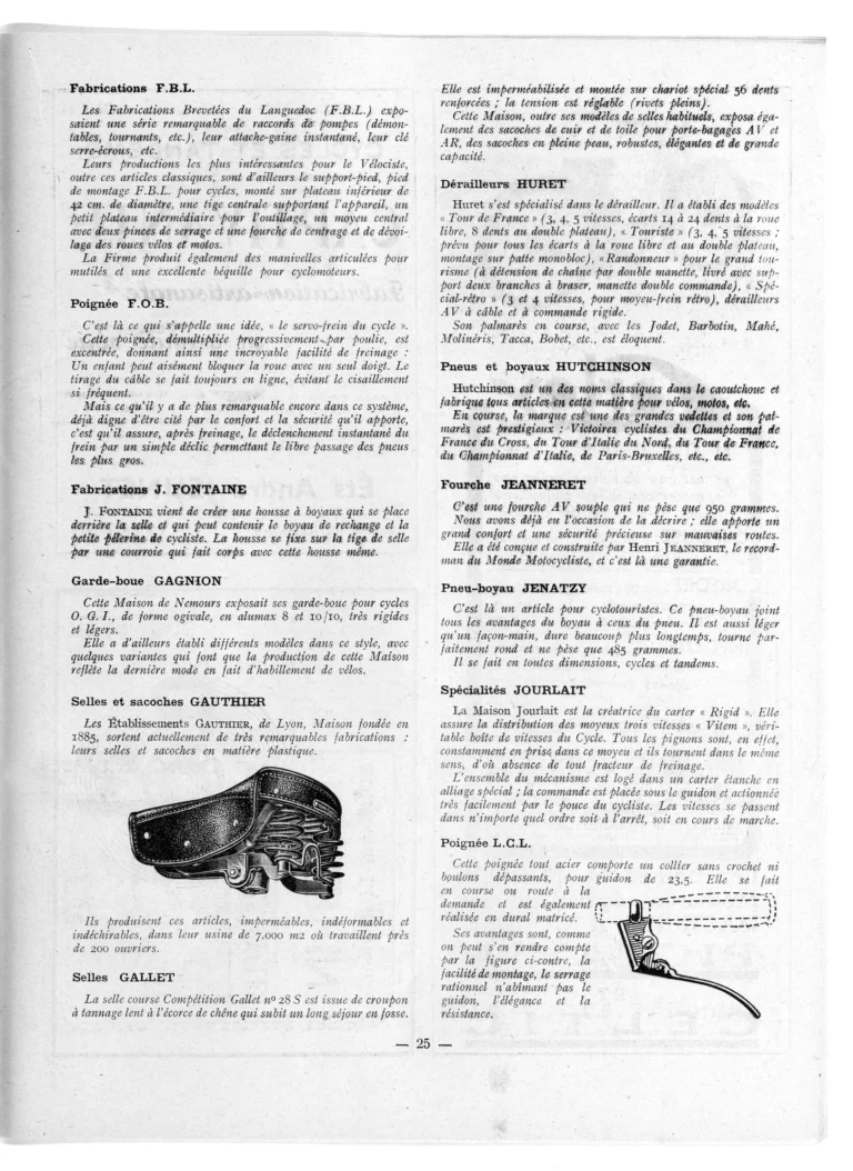 Technique et qualité au Salon 1950 — L'Officiel du cycle, 21 October 1950, Components and Accessories from Angénieux-C.L.B. to Vickers — page 4 of 7