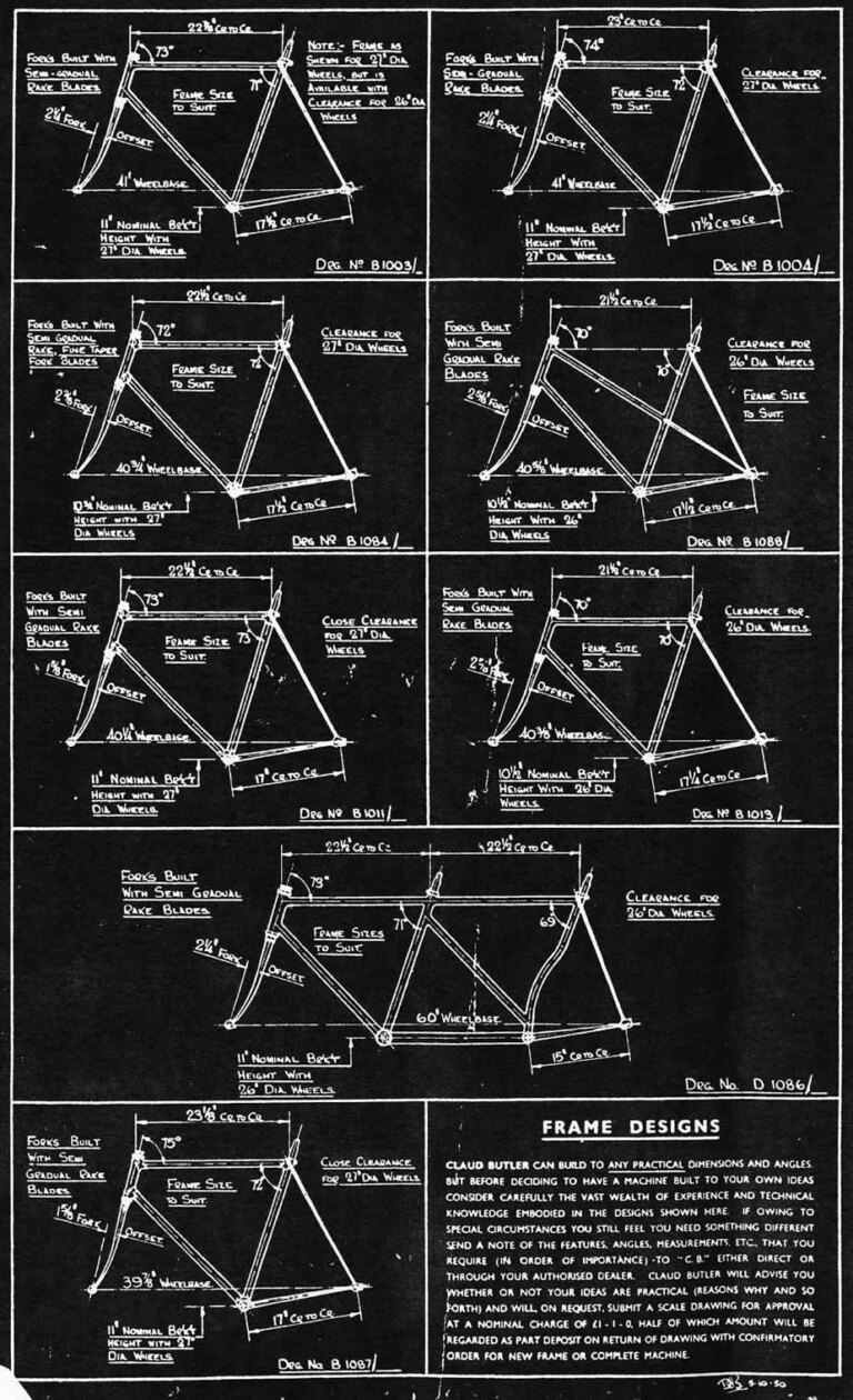 Claud Butler 1951 Catalog — Lightweight Bicycles from the Super Arrow to the Avant-Coureur Spécial, with the Continental Classique — page 15 of 17