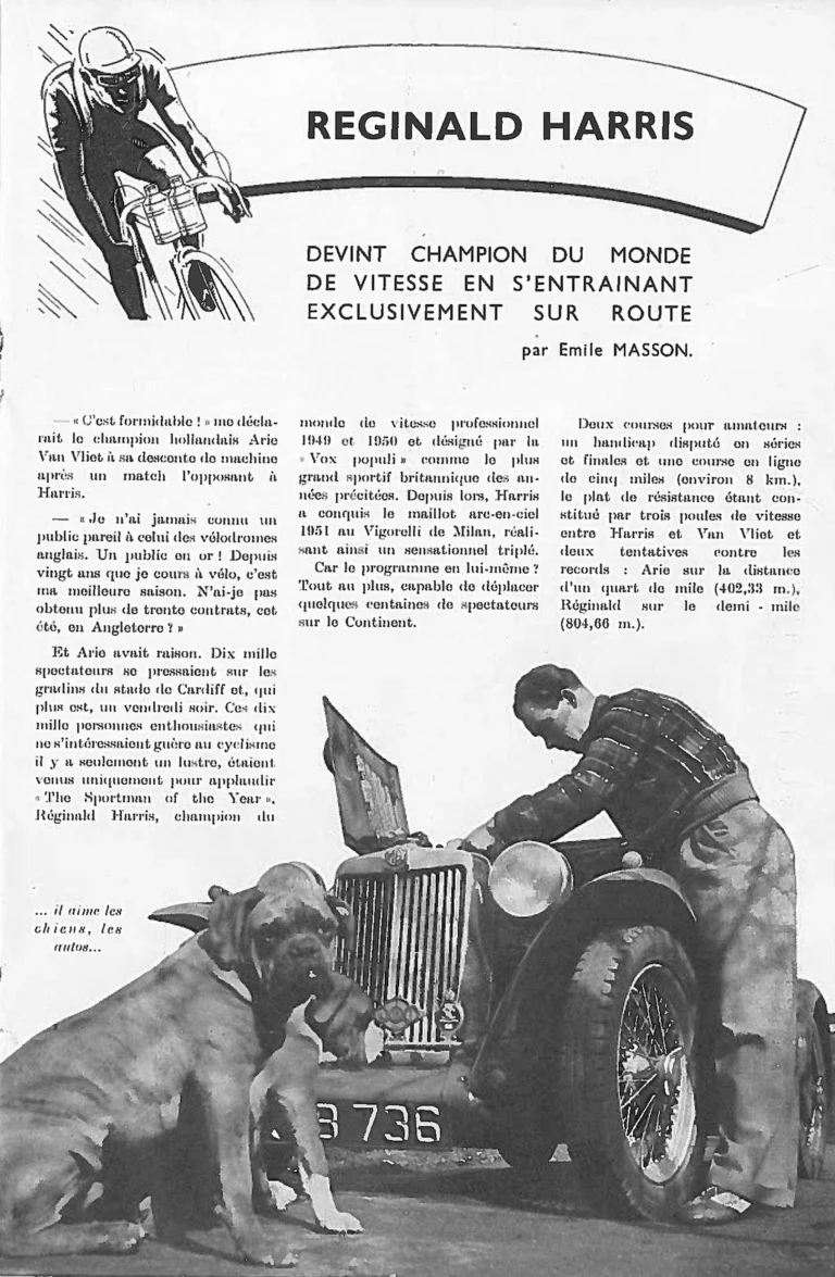 Reginald Harris, World Sprint Champion — Englebert Vélo-Magazine, November 1951, by Émile Masson — page 1 of 4