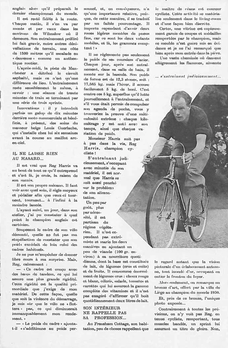 Reginald Harris, World Sprint Champion — Englebert Vélo-Magazine, November 1951, by Émile Masson — page 3 of 4