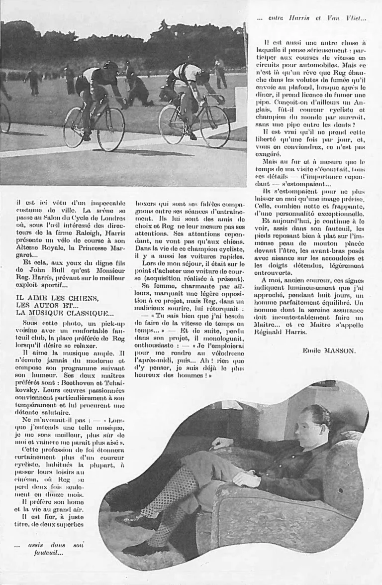 Reginald Harris, World Sprint Champion — Englebert Vélo-Magazine, November 1951, by Émile Masson — page 4 of 4