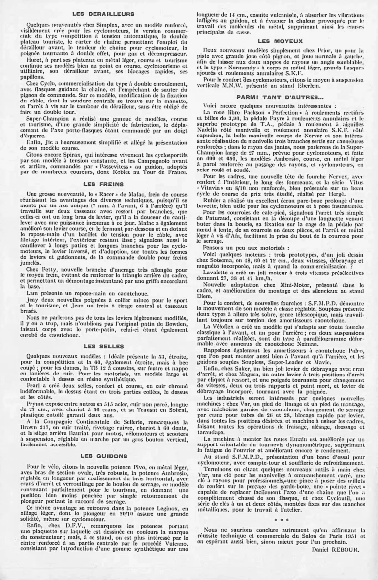 Le Salon de Paris 1951 — Englebert Vélo-Magazine, November 1951, by Daniel Rebour — page 8 of 8