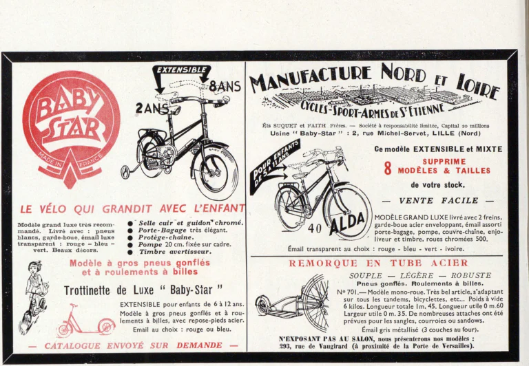 Baby-Star October 1951 Advertisement — The Baby-Star and Alda Children's Bicycles — page 1 of 1