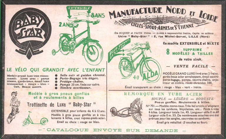 Baby-Star 1951 Advertisement — The Bicycle That Grows with the Child — page 1 of 1