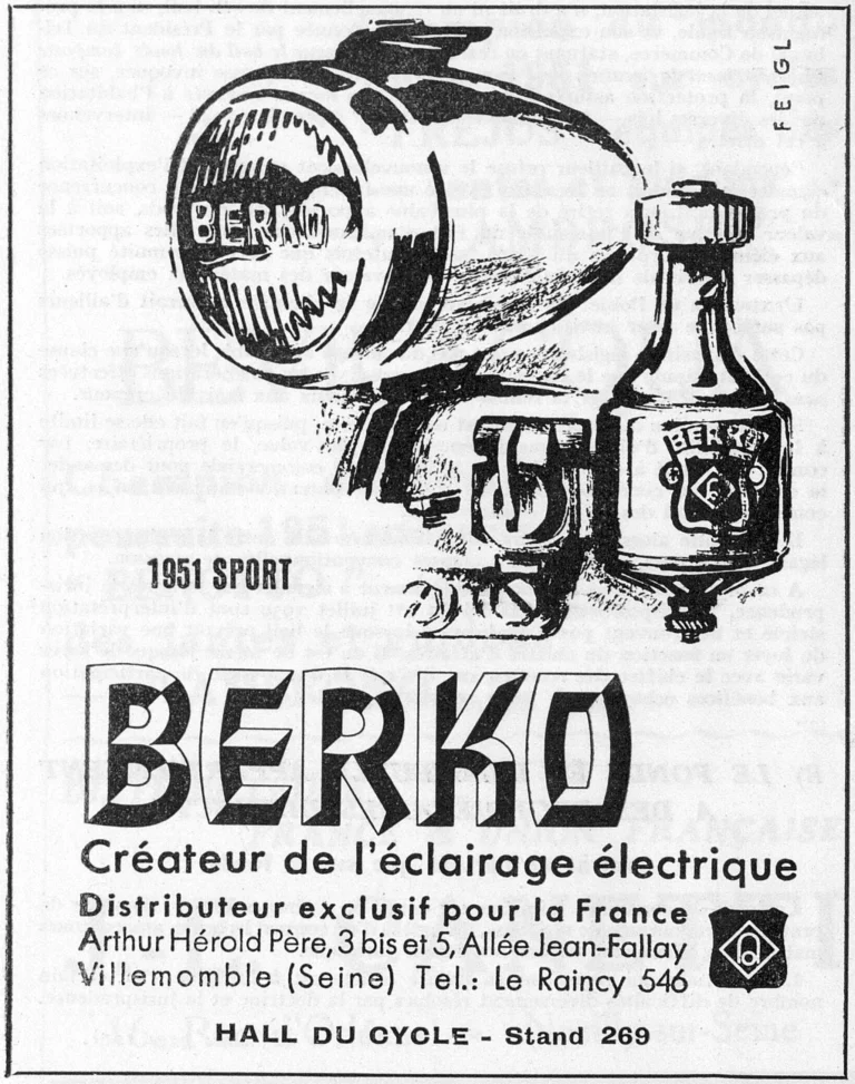 Berko 1951 Advertisement — The 1951 Sport Lamp and Dynamo — page 1 of 1