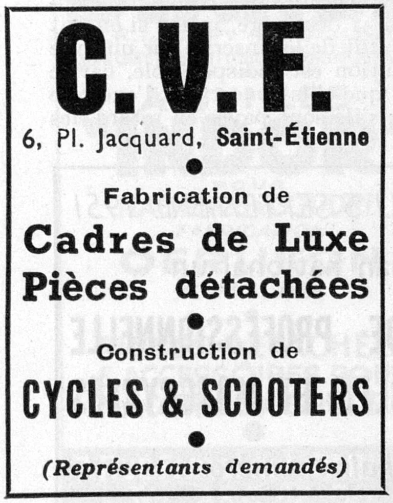 CVF October 1951 Advertisement — Luxury Frames, Parts, Cycles and Scooters — page 1 of 1
