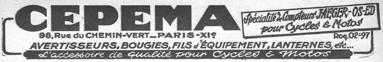 Cepema 1951 Advertisement — Quality Accessories for Cycles and Motorcycles — page 1 of 1