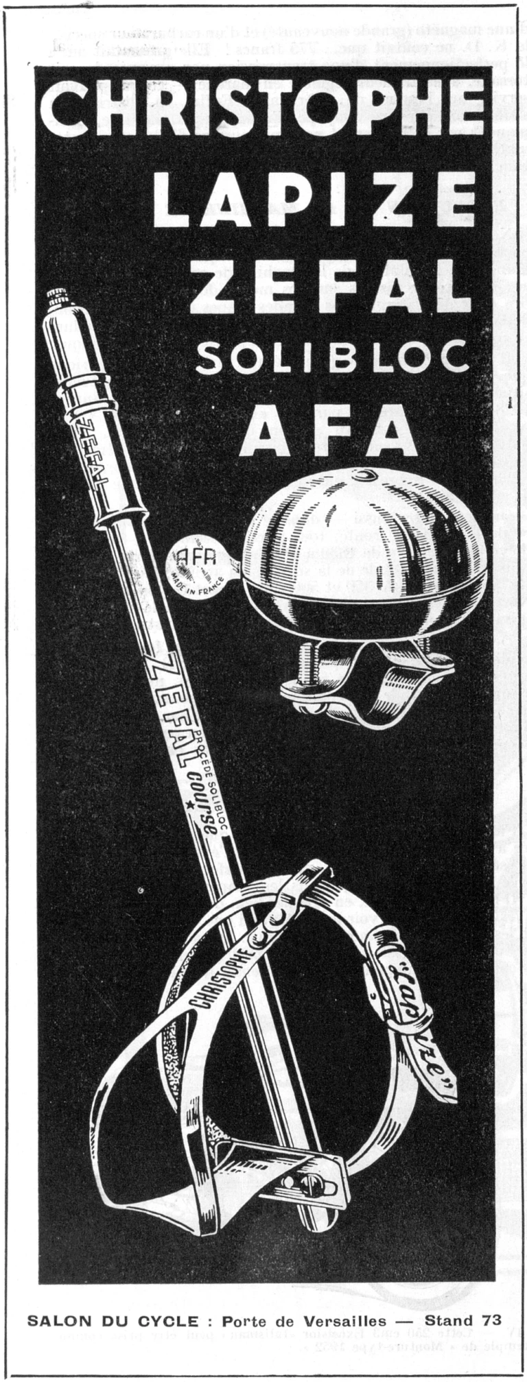 Christophe October 1951 Advertisement — Christophe, Lapize, Zéfal, Solibloc and AFA — page 1 of 1