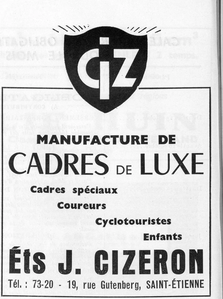 Cizeron 1951 Advertisement — Luxury Frames for Racers, Tourists and Children — page 1 of 1