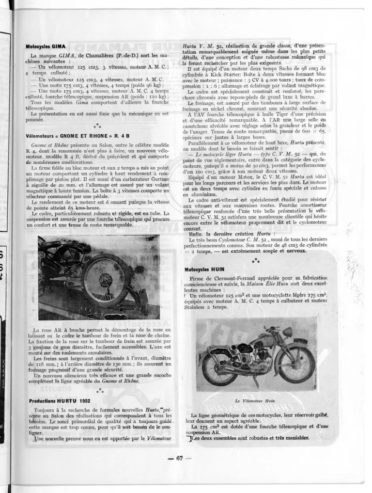Premier coup d'œil sur la construction 1951-52 — L'Officiel du cycle, 6 October 1951, Bicycles, Cyclomoteurs and Motorcycles at the Salon — page 4 of 12