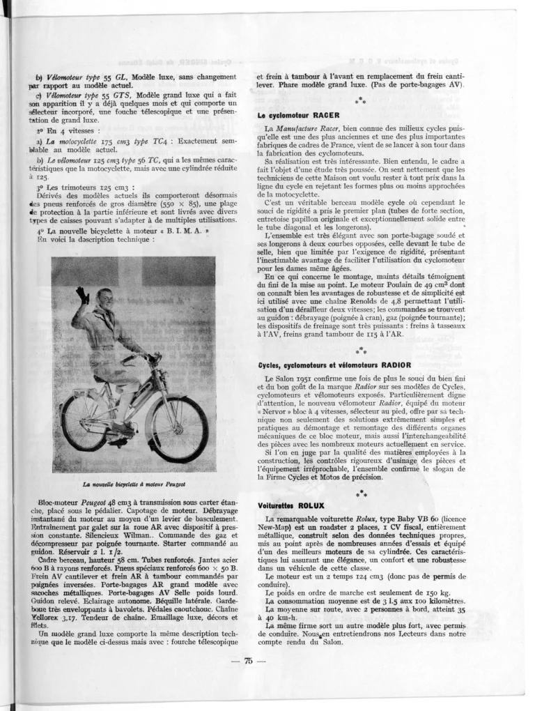 Premier coup d'œil sur la construction 1951-52 — L'Officiel du cycle, 6 October 1951, Bicycles, Cyclomoteurs and Motorcycles at the Salon — page 8 of 12